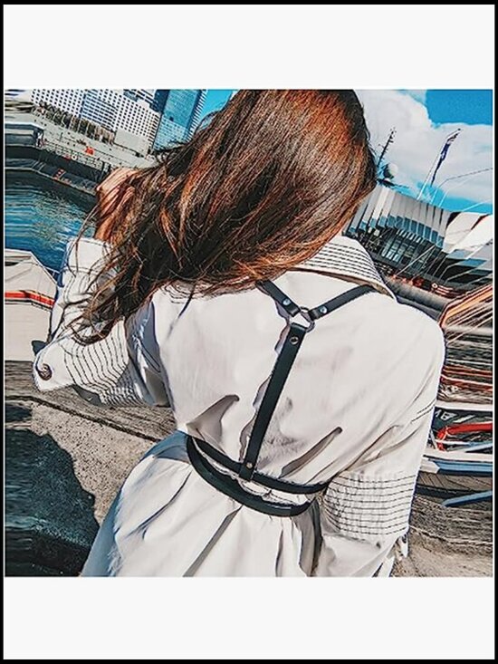 Faux Leather Body Harness Belt Adjustable Punk Goth Chest Straps Harness for main image 7